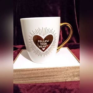 New Follow your heart metallic gold coffee/tea cup